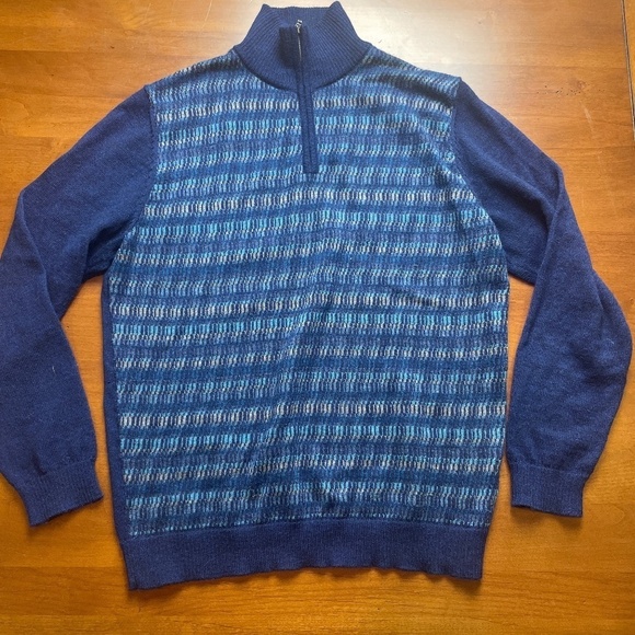 Kuna Baby Alpaca Blue quarter zip long sleeve sweater size medium - Picture 1 of 7